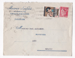 Enveloppe 1933, Maurice Lenfant à Chalon Sur Saône , Pour Agde - Cartas & Documentos