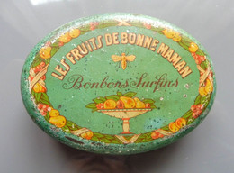 Ancienne Boite Métal  : Bonbons Surfins LES FRUITS DE BONNE MAMAN - Boîtes