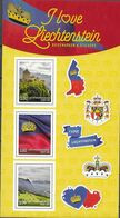 LIECHTENSTEIN, 2020, MNH, PERSONALIZED STAMPS, " I LOVE LIECHTENSTEIN", MOUNTAINS, FLAGS, CASTLES,SHEETLET - Châteaux