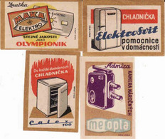 Czechoslovakia,Étiquettes De Boîte D'allumettes, Refrigerator Video Camera Electrical AppliancesManufacturer Solo Lipník - Zündholzschachteletiketten