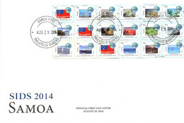 Samoa 2014, SIDS, Fishes, Turtles, Seahorses, Reef, Ships, Flag, 18val, In FDC - Buste