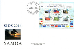 Samoa 2014, SIDS, Landscapes, Flag, 6val In Block In FDC - Enveloppes