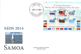 Samoa 2014, SIDS, Ships, Flag, 6val In Block In FDC - Enveloppes