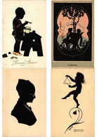 SILHOUETTE GREETINGS 11 Vintage Postcards Mostly Pre-1940 (L5505) - Saluti Da.../ Gruss Aus...