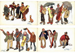 SCHÖNPFLUG ARTIST SIGNED MUSIC INSTRUMENTS 5 Vintage Postcards (L2511) - Schönpflug, Fritz