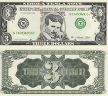 SERBIA 3 Dollars 2022 UNC,  (fantasy)  Nikola Tesla - Serbie