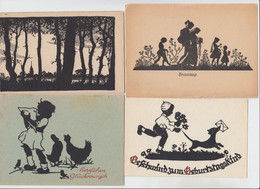 SILHOUET GREETINGS 52 Vintage Postcards Mostly Pre-1950 (L3505) - Saluti Da.../ Gruss Aus...