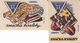 Czechoslovakia, Étiquettes De Boîte D'allumettes, Textilana Liberec, Manufacturer Solo Lipník - Zündholzschachteletiketten