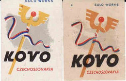 Czechoslovakia, Étiquettes De Boîte D'allumettes, KOVO , Manufacturer Solo Lipník - Zündholzschachteletiketten