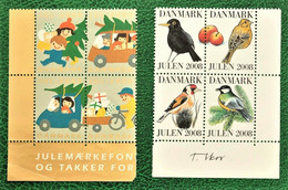 Denmark 2000 2008, Jul Julemærke Christmas Poster Stamp Vignette, 4 Blocks ** - Variétés Et Curiosités