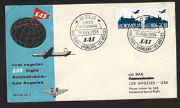 Charter Av Første Regulære Fly SAS Kobenhavn-Greenlandia - Los Angeles USA I 1954. Charter Of 1st Regular Flight SAS Kob - Covers & Documents