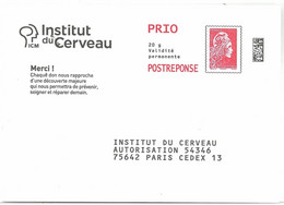 D0250 - Entier / Stationery - PAP Réponse Marianne L'engagée : Institut Du Cerveau - Agrément 339418 - Listos Para Enviar: Respuesta/Marianne L'Engagée