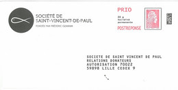 D0055 - Entier / Stationery - PAP Réponse Marianne L'engagée : Société St Vincent De Paul - Agrément 272969 - Listos Para Enviar: Respuesta/Marianne L'Engagée