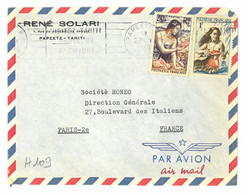 L343 - Polynésie Française, Lettre De Papeete En 1961 Pour Paris - Briefe U. Dokumente