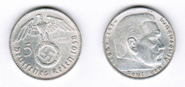 GERMANY  5 REICHSMARK SILVER 1938 J (KM # 94) #6902 - 5 Reichsmark
