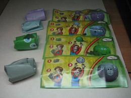 2011 Ferrero - Kinder Surprise - DC014, DC015, DC016 & DC017 - Natoons - Inflatable Animals - Complete Set + 4 BPZ's - Monoblocchi