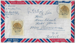 Canada 1988 Airmail Cover Sent From Sainte-Eulalie To Blumenau Brazil Pair Of Stamp forges Of Saint-Maurice 37 Cents - Briefe U. Dokumente