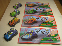 2012 Ferrero - Kinder Surprise - DC049A, DC049B, DC050A & DC050B - Sprinty - Race Cars - Complete Set + 4 BPZ's - Monoblocchi