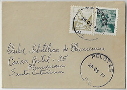 Brazil 1977 Cover Sent From Pelotas To Blumenau Definitive Stamp Profession Prospector And Gaucho - Storia Postale