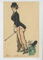 FEMMES - FRAU - LADY - MODE - Jolie Carte Fantaisie Femme  Avec Cravache - Signée LAFON - Mode