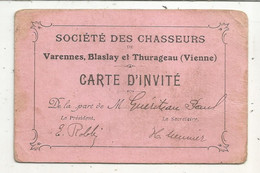 Carte D'invité, Société Des Chasseurs De Varennes, Blaslay Et Thurageau,  Vienne - Tarjetas De Membresía