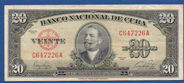 CUBA - P. 80a – 20 Pesos 1949 VF, Serie C647226A - Cuba