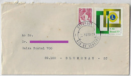 Brazil 1978 Cover From Rio De Janeiro Agency Botafogo To Blumenau Stamp Lions Club & Definitive Rubber Tapper Profession - Storia Postale