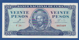 CUBA - P. 97a – 20 Pesos 1961 UNC Serie F26 087009 - Cuba