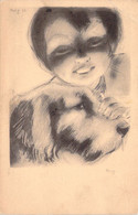 CHIEN - ILLUSTRATION SIGNEE BOY 32 - CHIEN ET ENFANT  - CARTE POSTALE ANCIENNE - Hunde