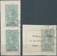 Great Britain-ENGLAND,1870-1800 Revenue Stamps Tax Fiscal,LAND REGISTRY,1 Shilling, PERFIN - Revenue Stamps