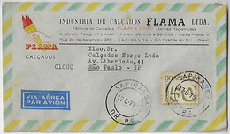 Brazil 1975 Footwear Industry Flama Ltd Commercial Cover Sent From Sapiranga To São Paulo Stamp Numeral 70 Cents - Briefe U. Dokumente