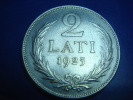LATVIA First Republic 2 Lati 1925 10 Grams 0.2684 OZ .835 Silver XF Nice - Letland