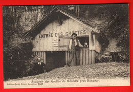 DAJ-12  Souvenir Des Grottes De Milandre Près Boncourt ANIME.  Burgy 2037 Ecrite De Belfaux Sous Enveloppe En 1918 - Boncourt