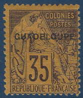 France Colonies Guadeloupe N°23* 35c Violet Noir Sur Jaune Frais Signé A.BRUN - Neufs