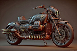 Vue D’artiste. Moto Guzzi Customisée Hybrid Grasshopper Special Edition. Edition Limitée - A06f - Zeitgenössische Kunst