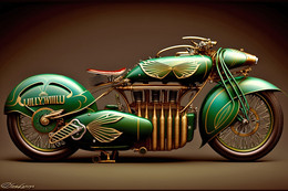 Vue D’artiste. Moto Guzzi Customisée Hybrid Grasshopper Special Edition. Edition Limitée - 9ffc - Zeitgenössische Kunst