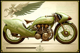 Vue D’artiste. Moto Guzzi Customisée Hybrid Grasshopper Special Edition. Edition Limitée - 8b23 - Contemporary Art