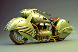 Vue D’artiste. Moto Guzzi Customisée Hybrid Grasshopper Special Edition. Edition Limitée - 88a3 - Zeitgenössische Kunst