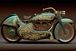 Vue D’artiste. Moto Guzzi Customisée Hybrid Grasshopper Special Edition. Edition Limitée - Ad18 - Hedendaagse Kunst