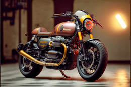 Vue D’artiste. Moto Guzzi  V9 Bobber Customisée. Edition Limitée - 84c4 - Art Contemporain