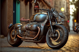 Vue D’artiste. Moto Guzzi  V9 Bobber Customisée. Edition Limitée - Be8f - Art Contemporain