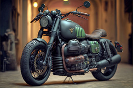 Vue D’artiste. Moto Guzzi  V9 Bobber Customisée. Edition Limitée - B546 - Hedendaagse Kunst