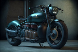 Vue D’artiste. Moto Guzzi V9 Bobber Customisée. Edition Limitée - 47be - Zeitgenössische Kunst