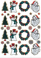 Weihnachten Schneemann Kranz Aufkleber Metallic Look / Snowman XMAS Sticker 13x10 Cm ST436 - Scrapbooking