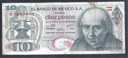 México – Billete Banknote De 10 Pesos – Año 1975 - Mexique