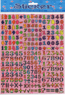 123 Nummern Zahlen Bunt Aufkleber / Numbers Sticker 1 Blatt 25 X 20 Cm ST049 - Scrapbooking