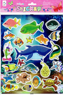 Fische Hai Schildkröte Tiere Aufkleber / Fish Animal Sticker 1 Blatt 25 X 20 Cm ST293 - Scrapbooking