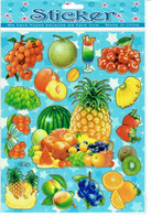 Früchte Obst Aufkleber / Fruits Sticker 1 Blatt 25 X 20 Cm ST533 - Scrapbooking