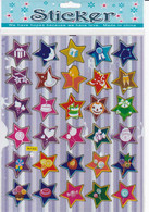 Bunte Sterne Stern Aufkleber / Colorful Star Stars Sticker 1 Blatt 25 X 20 Cm ST282 - Scrapbooking