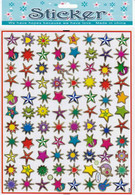 Bunte Sterne Stern Aufkleber / Colorful Star Stars Sticker 1 Blatt 25 X 20 Cm ST465 - Scrapbooking